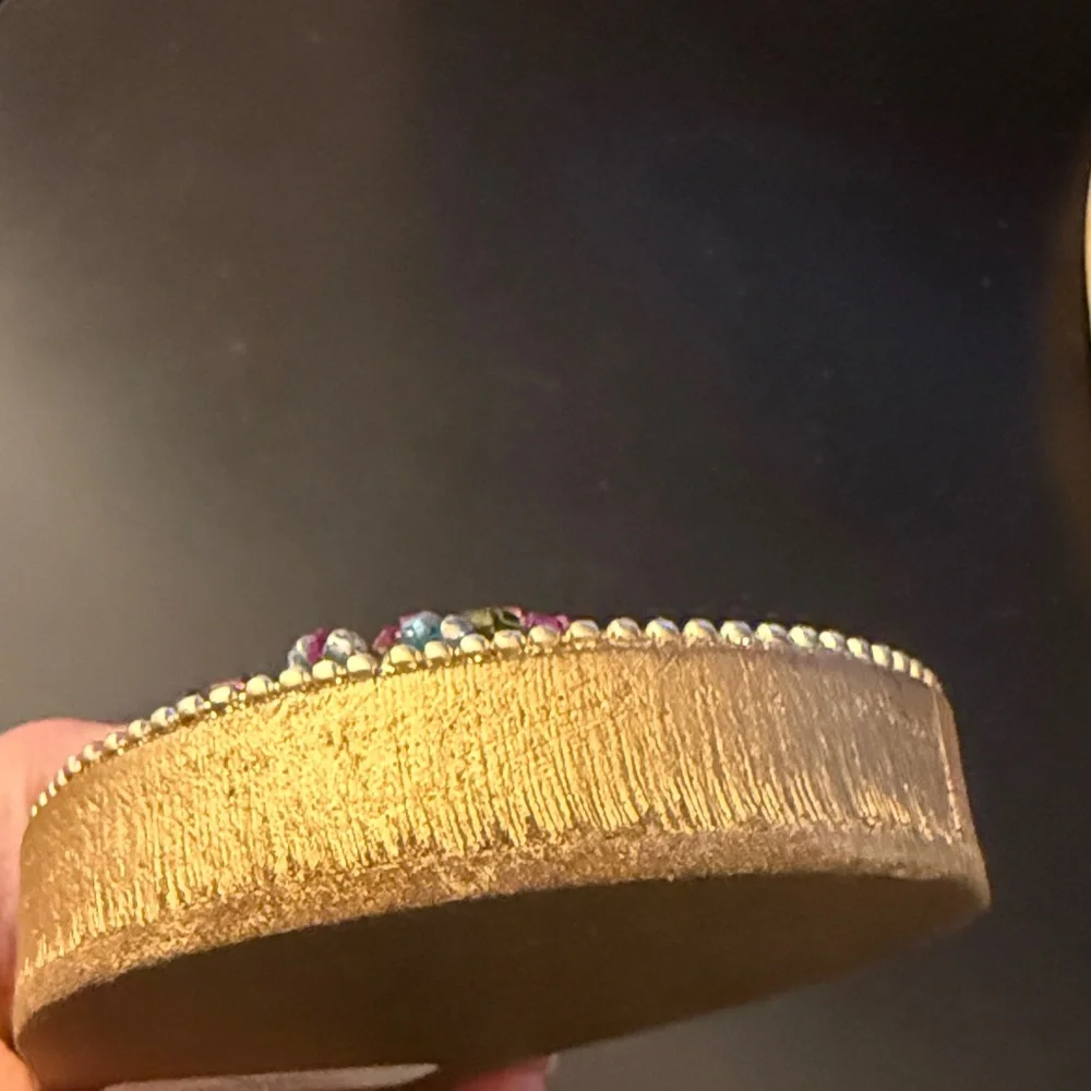 Pier 1 Embellished Beaded Floral Gold Tealight Candle Holder